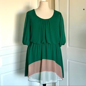 ENFOCUS PLUS GREEN PINK AND WHITE DRESS.